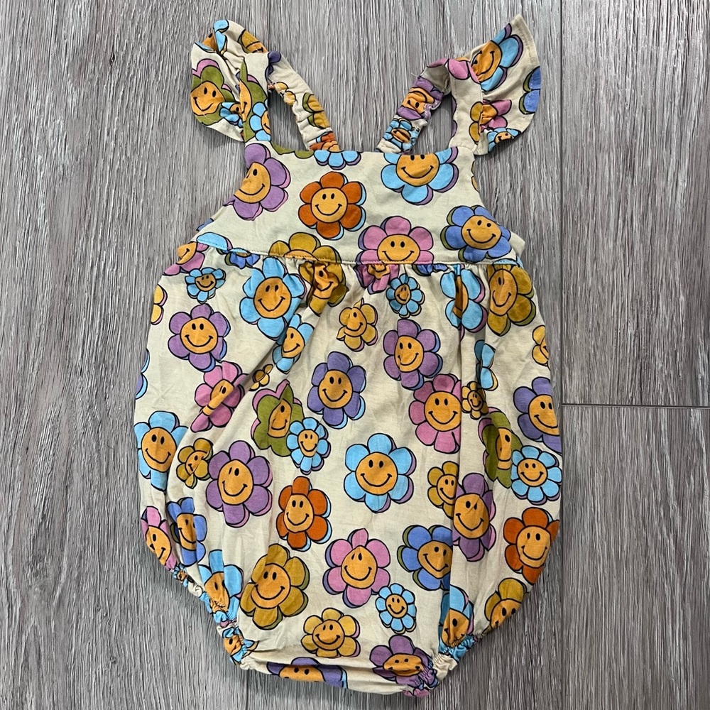 Posh Peanut Floral Smile Multicolor Baby One-Piece Romper